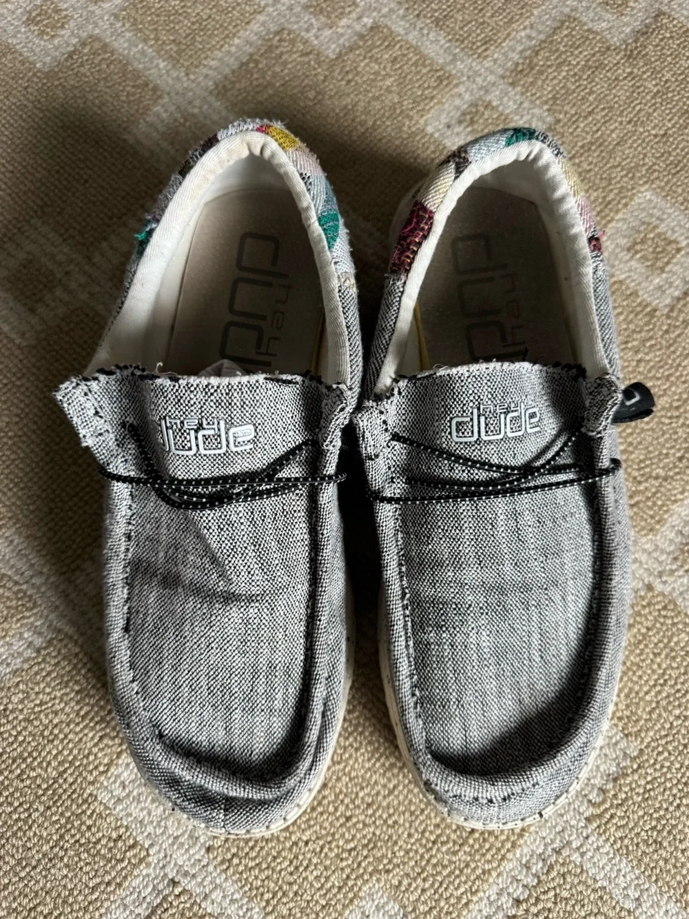 Hey Dude Wally Funk Grey Tribal Slip On Loafers Casual Shoes Men’s US 10